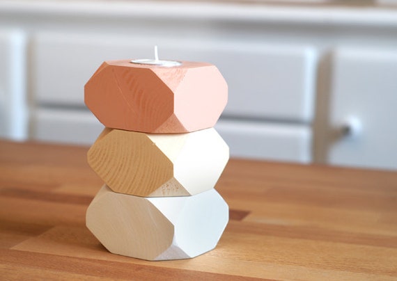 Geometric Wood Candle holders Decoration