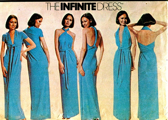 1970s Infinite Convertible HALTER DRESS PATTERN McCalls 5360 Women's Vintage Sewing Pattern Hip One Size Sexy