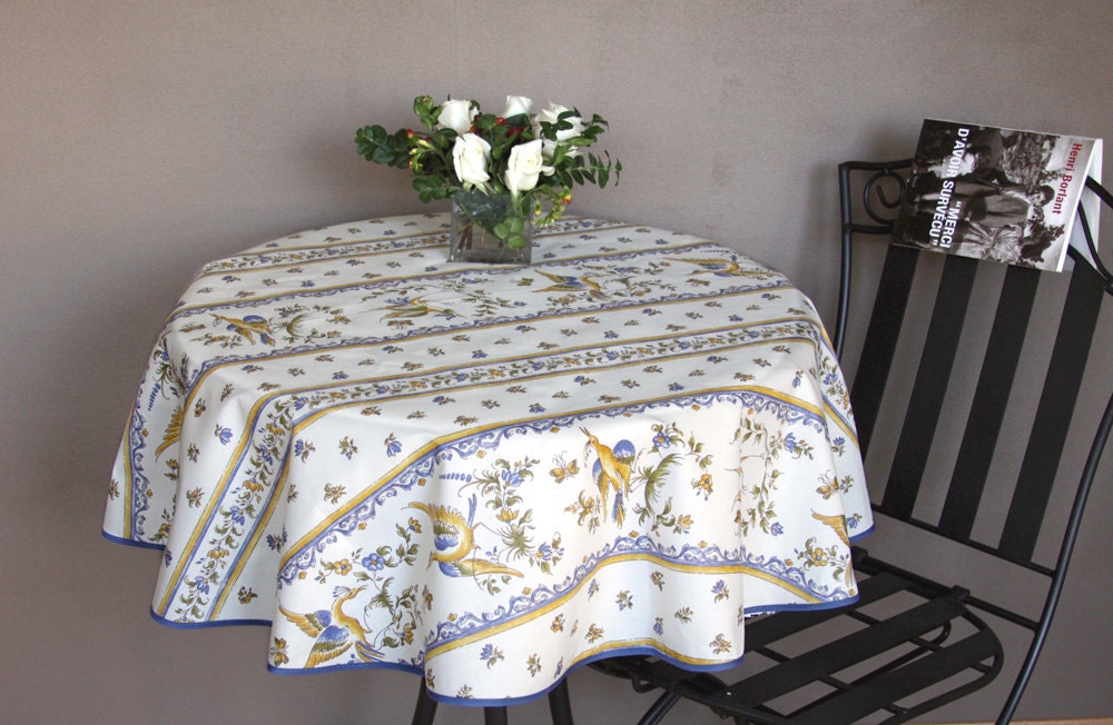 42 to 60 inch Round Tablecloth Provence Acrylic Coated or