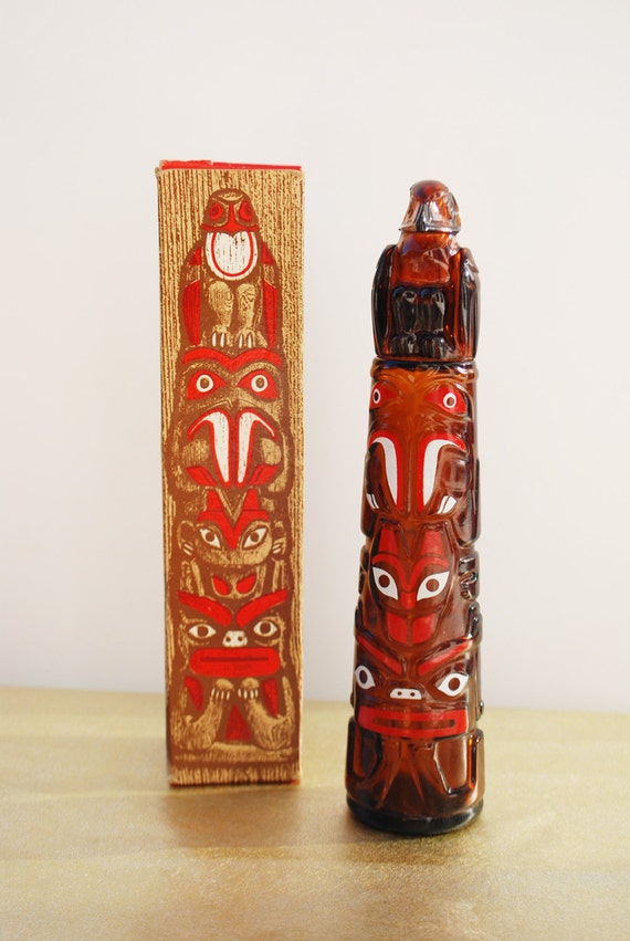 Vintage Totem Pole Decanter Avon Collectible Wild Country