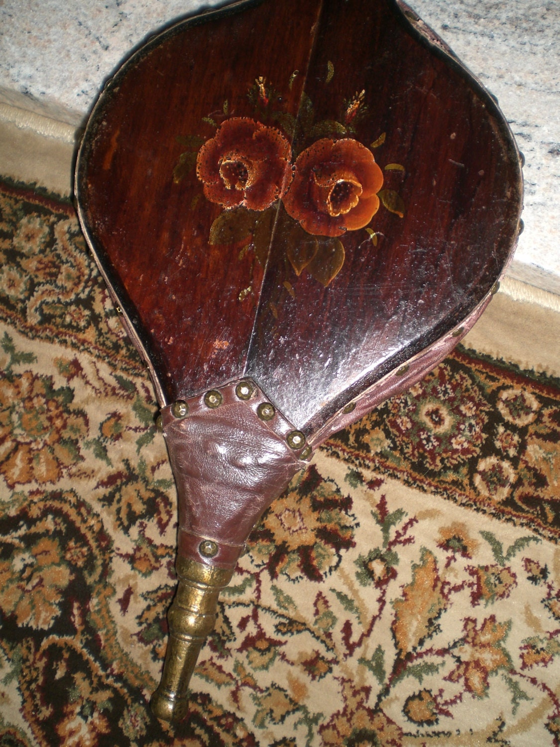 Vintage wood bellows with leather gussets