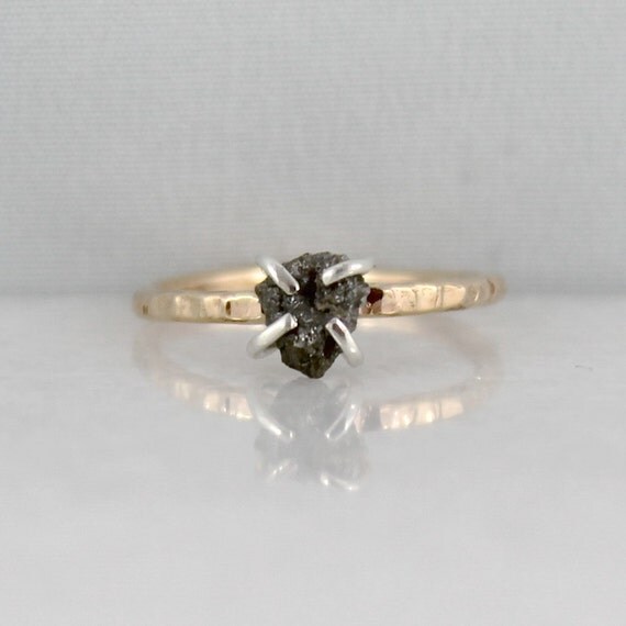 Raw Uncut Rough Diamond Engagement Ring 14K Gold Filled