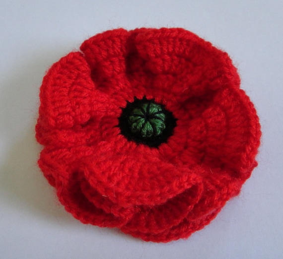 Crochet flower. Red poppy. Poppy Brooch. Handmade flowers. by Tjan