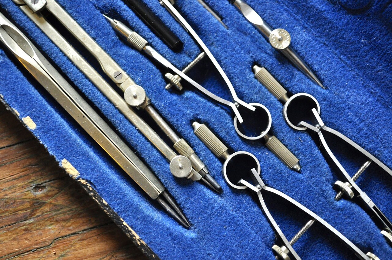 Vintage Kern Aarav Drafting Tools 10 Piece Set Made in