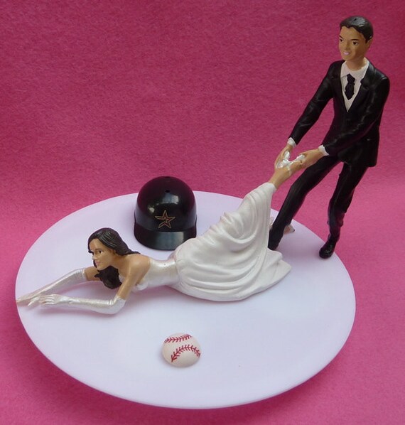 Wedding Cake Topper Houston Astros G Baseball Themed w/ Bridal Wedding Cake Topper Houston Astros G Baseball Themed w/ Bridal
