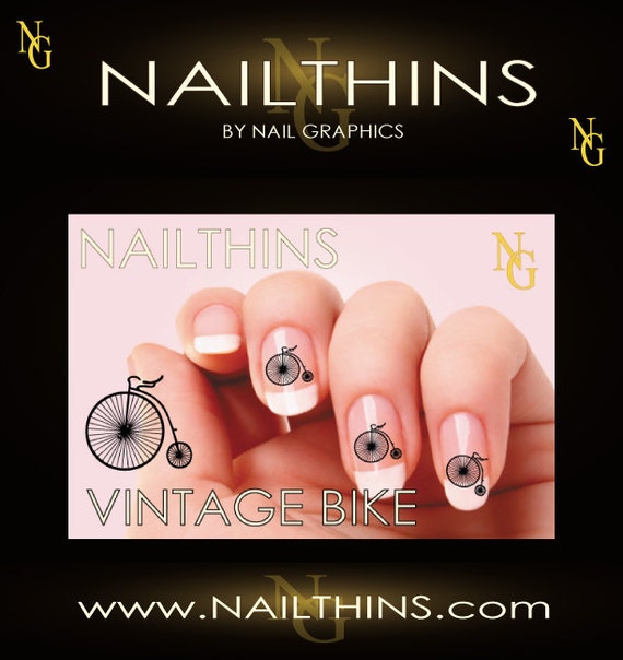 Items similar to VINTAGE BIKE BICYCLE Nail Art Nail Decal Nail Design