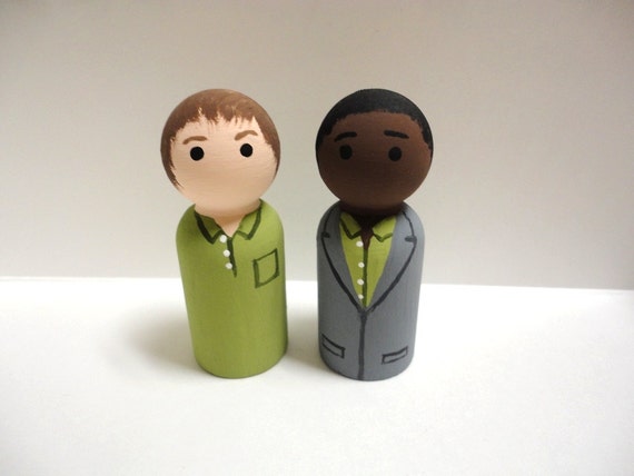 Psych - Shawn Spencer and Burton Guster Wooden Peg Dolls