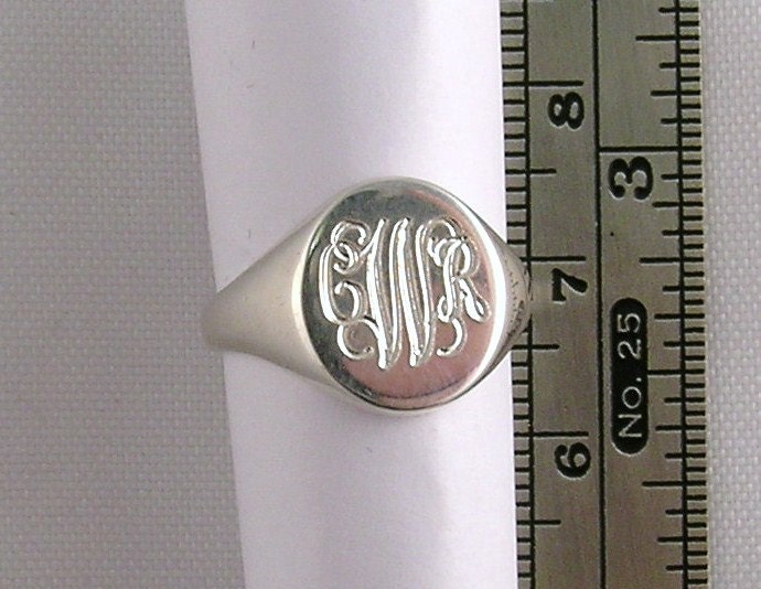 monogram sterling silver ring