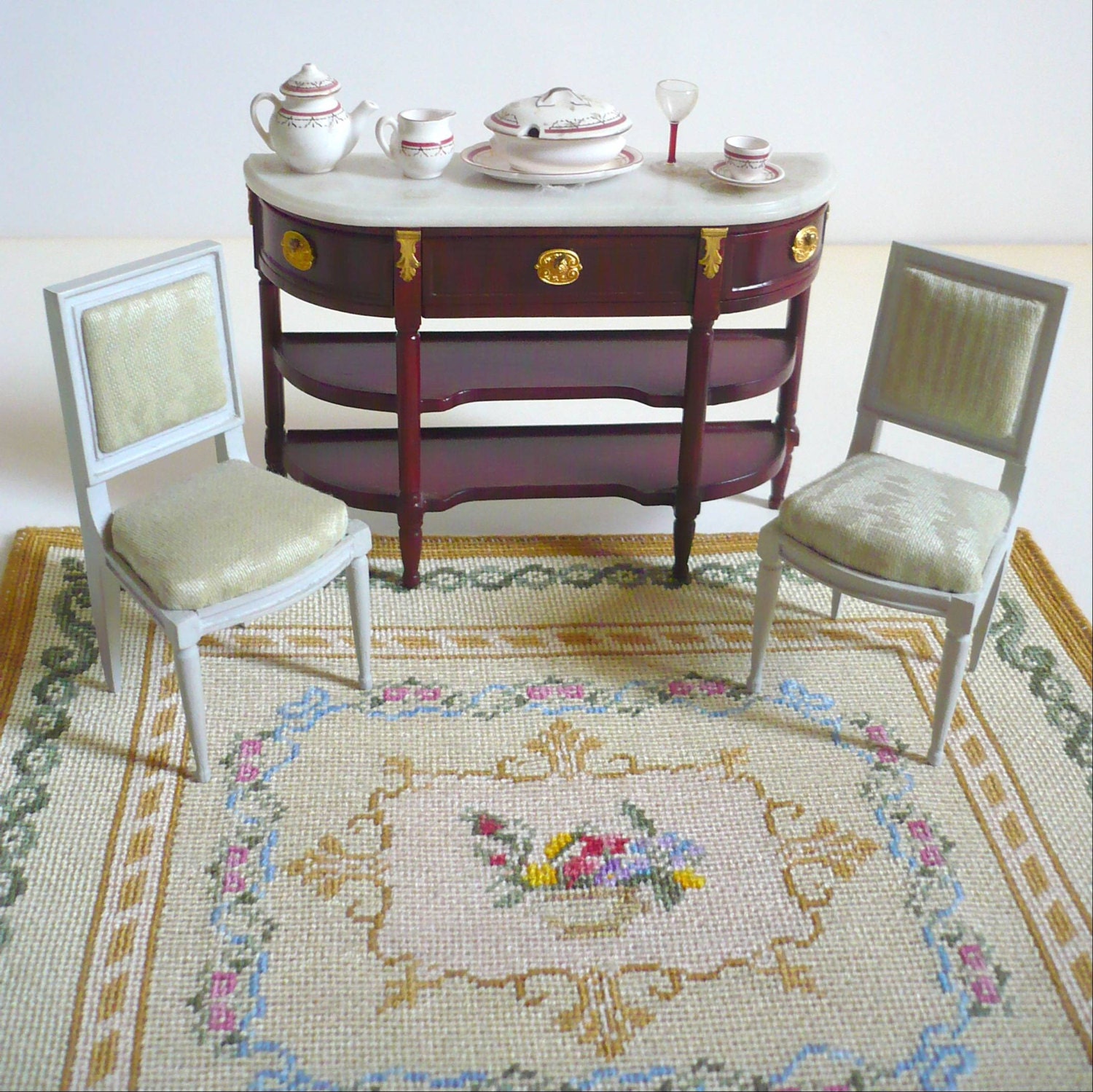 Instant PDF download dollhouse miniature needlepoint carpet