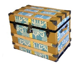 Large Antique Trunk in Print Canvas