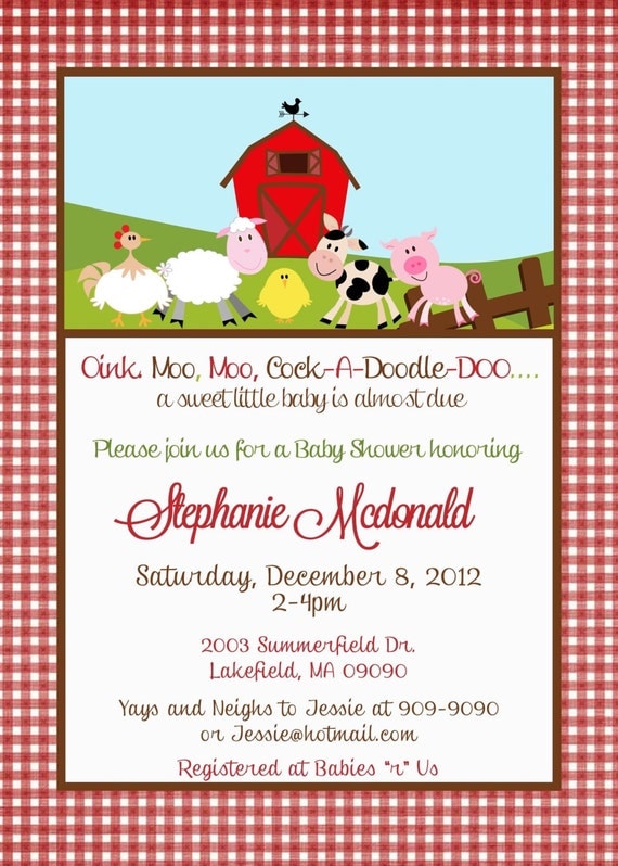 Barnyard Farm Baby Shower Invitation
