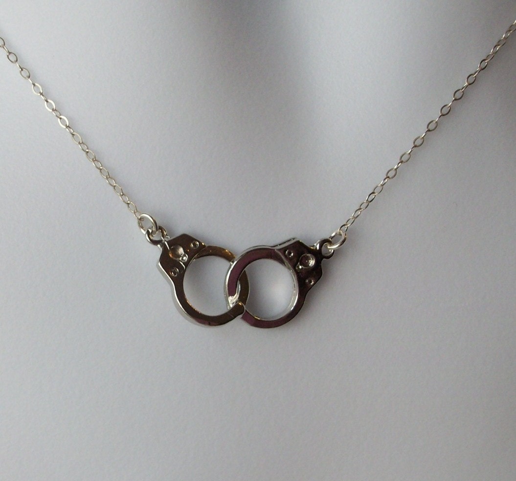 Silver Handcuff Necklace Handcuff Pendant Necklace