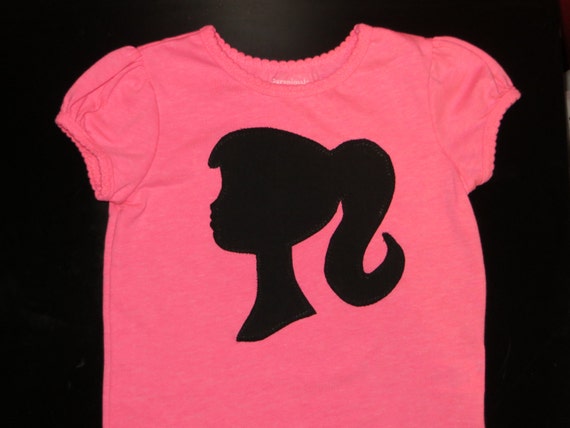 Items similar to barbie silhouette T-Shirt hot pink and black for ...