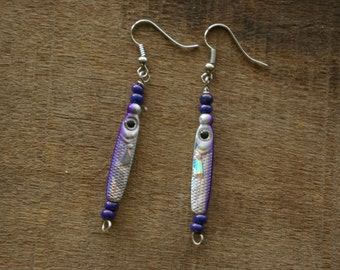 Purple Walleye Float Fishing Lure Earrings