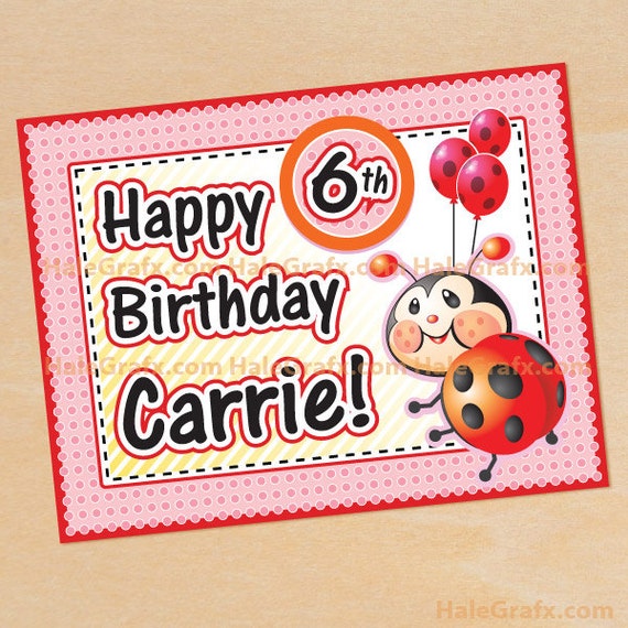 Items similar to Ladybug Birthday Mini Poster Printable, DIY File on Etsy