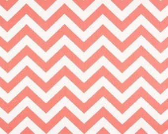 Coral Chevron Fabric by the YARD Home Decor zigzag on white Premier Prints upholstery curtains pillows drapes runners - SHIPsFAST