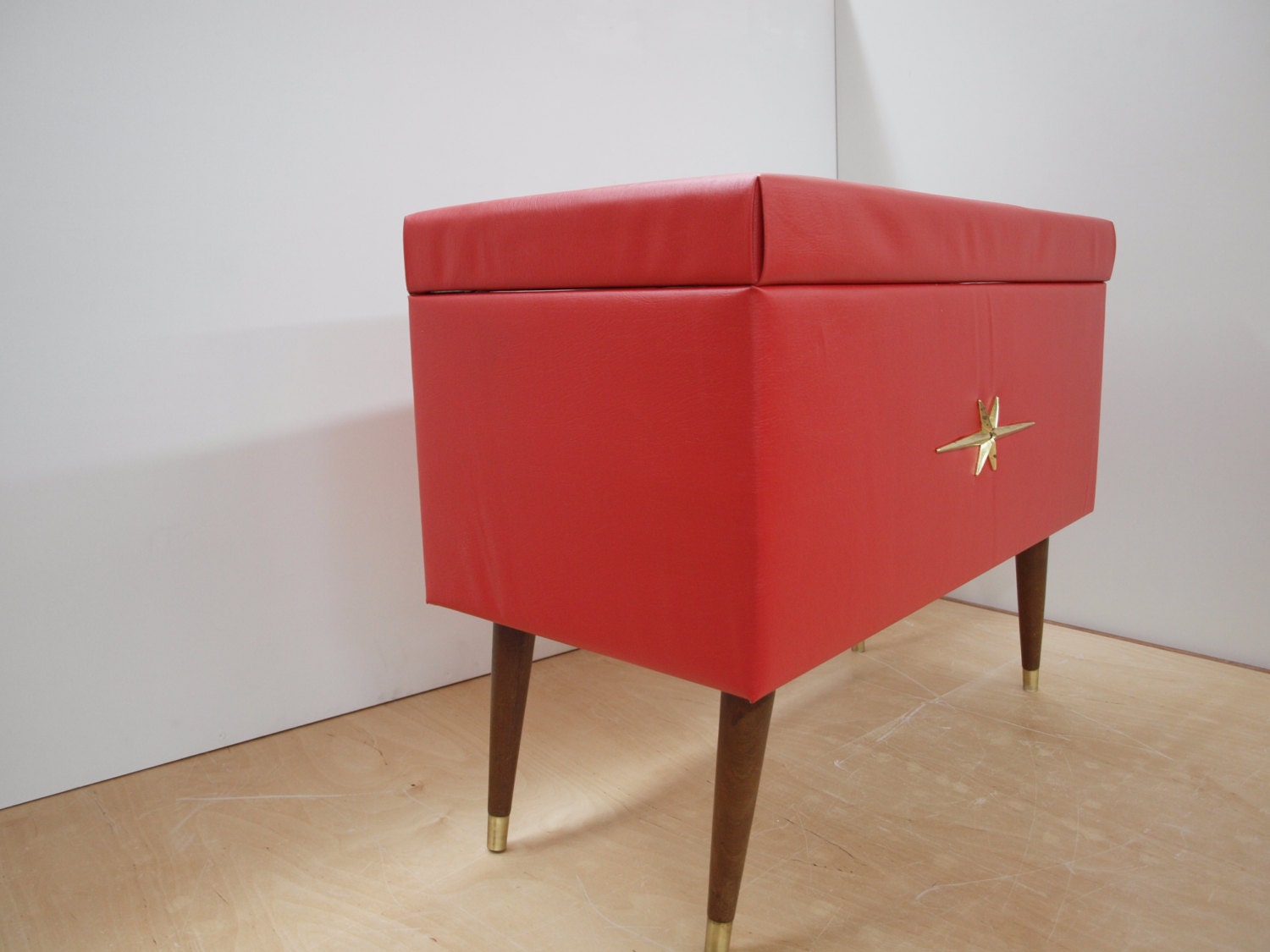 Ooak Mid Century Vinyl Storage Trunk