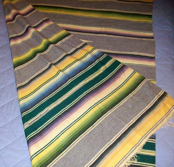 Mexican Wool Serape Rug Blanket Saltillo 84 x 47