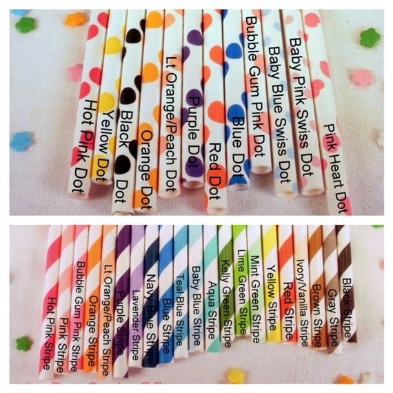50 Mix and Match Paper Straws - Your Choice of Colors - With Free Printable DIY Flags Il_570xn