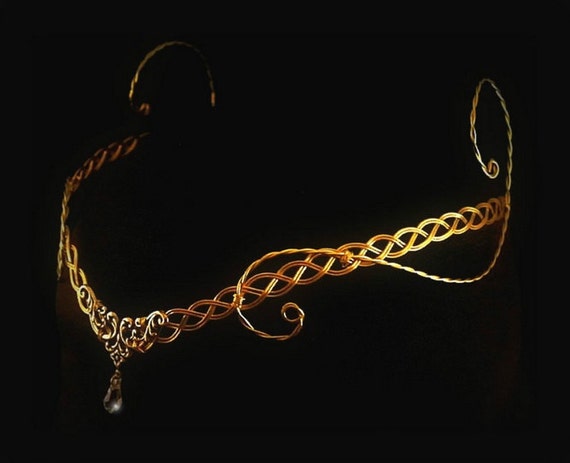 Medieval Renaissance circlet gold crystal elven