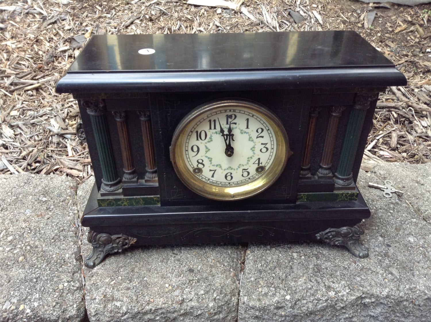 Vintage Sessions Clock Co Eight Day Mantel Shelf Clock