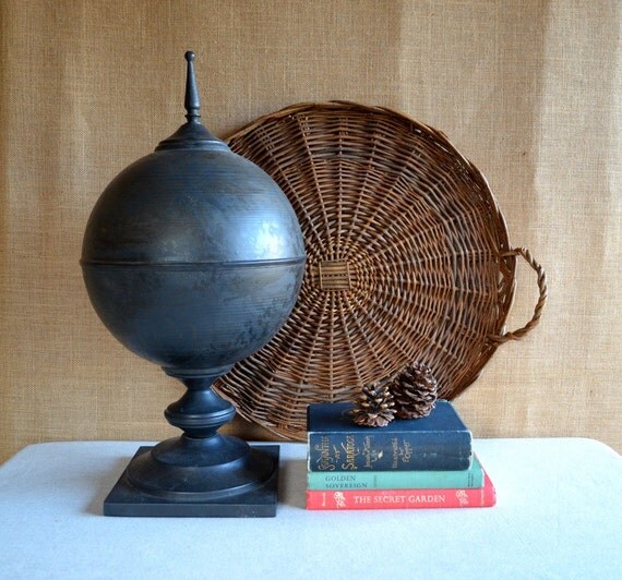 vintage black metal garden orb or sphere on by 2ndStreetMarket