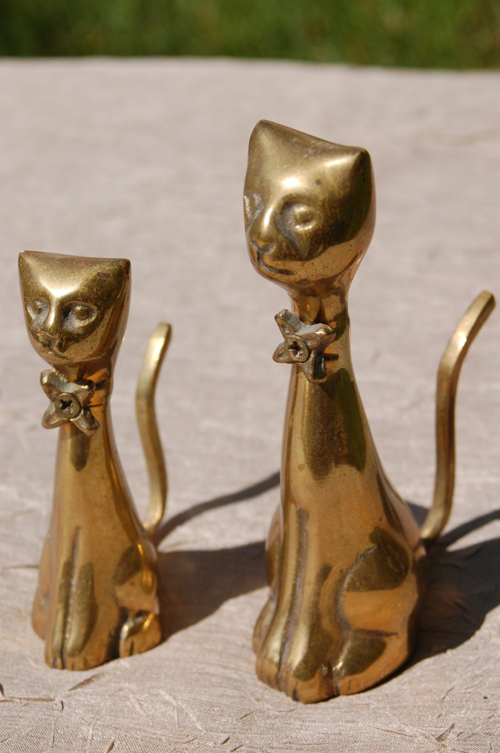 vintage brass cat figurines