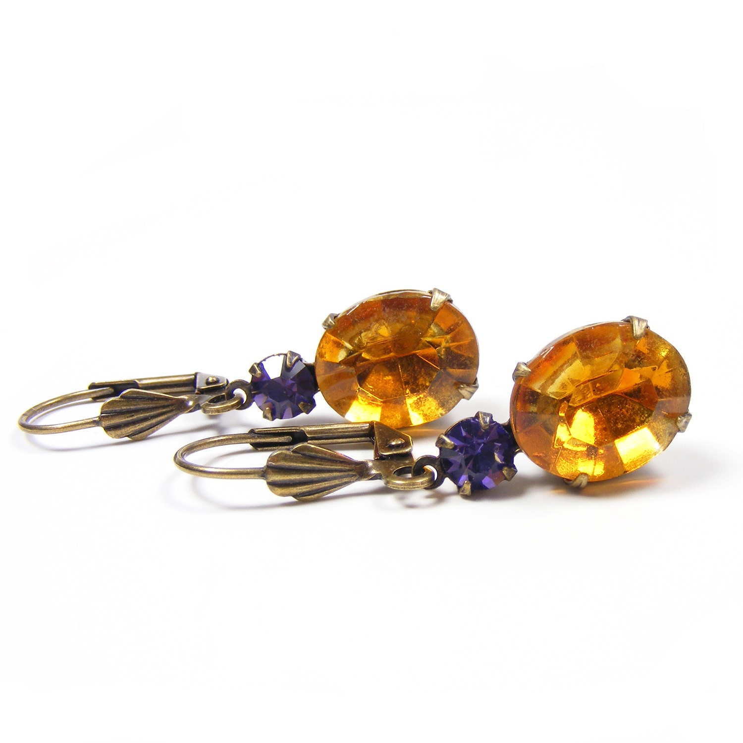 Topaz Crystal Earrings, Vintage Style Downton Abbey Inspired Drop Earrings, Vintage Rhinestones, Estate Style Jewellery, LAST ONE