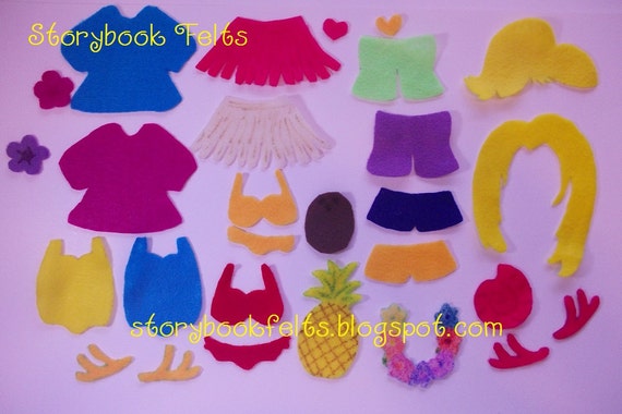 Storybook Felts Felt My Little Island Girl Luau  Dress Up ClothingSet 26 PCS