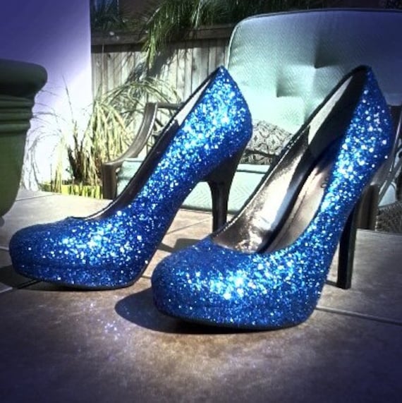 Royal Blue Glitter High Heels Customized to by GlitterBrickRoad