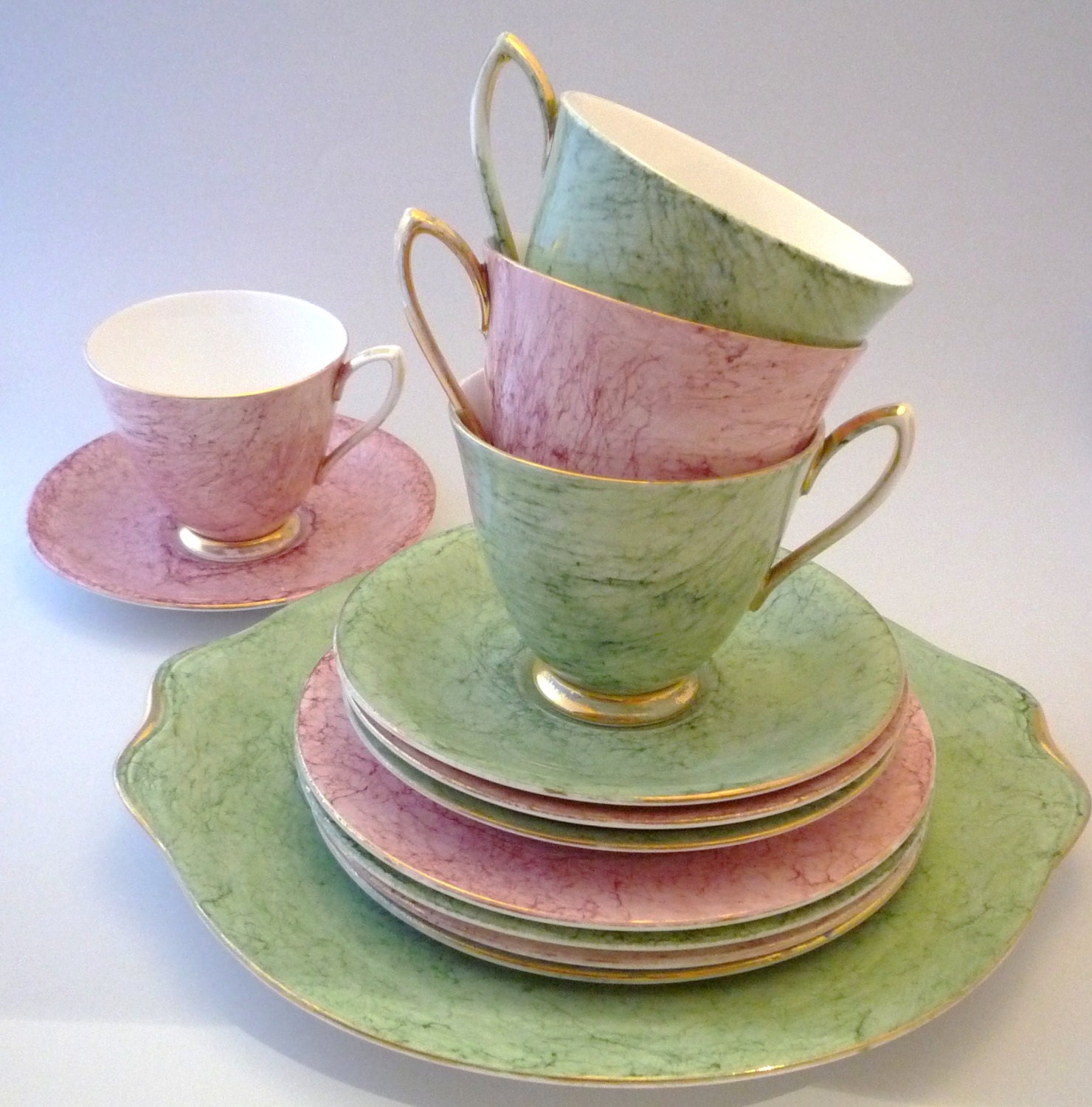 Vintage Tea Set for Royal Albert Gossamer c1960 2 Pink and