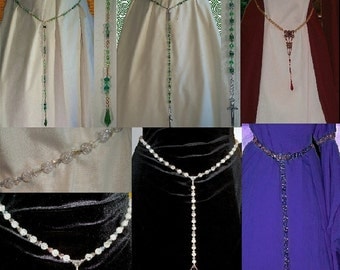 SCA Garb Jewelry Renaissance Medieval Drop Waist Girdle Belt CUSTOM Colors Crystals Metaltone SHIPCHARGEonly