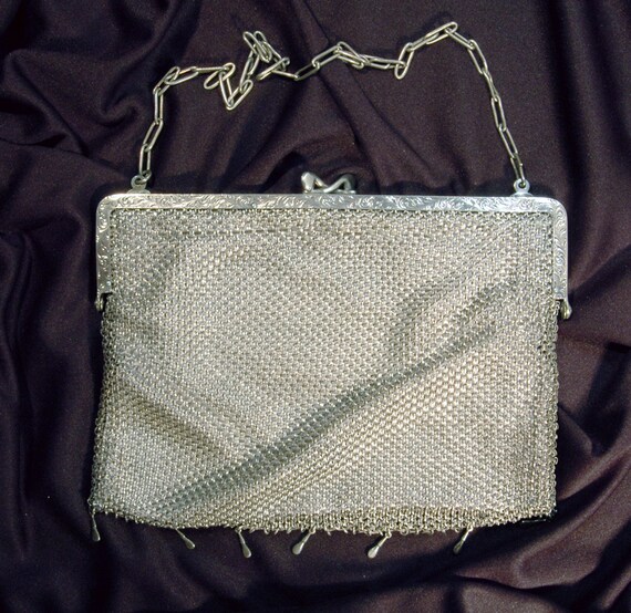 Silver Mesh Evening Bag Made in Germany Woven Hallmarked Vintage ...