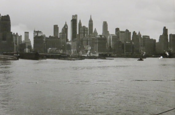 payment group bill New 1940's Vintage Photo Snapshot York City Skyline