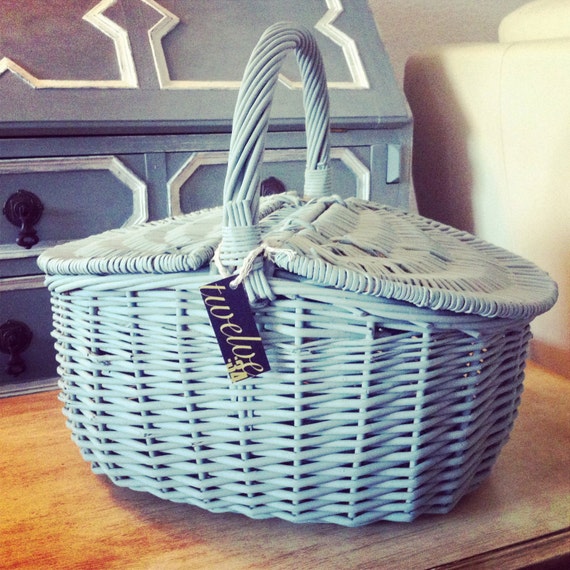 Items similar to The Wicker Picnic Basket in Annie Sloan's 'Duck Egg