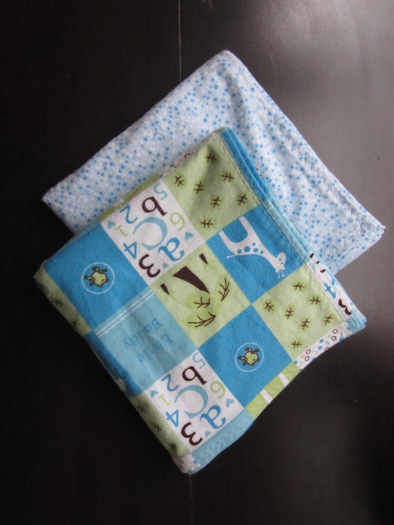 Items similar to Large Blue Flannel Baby Blanket 2Pack on Etsy