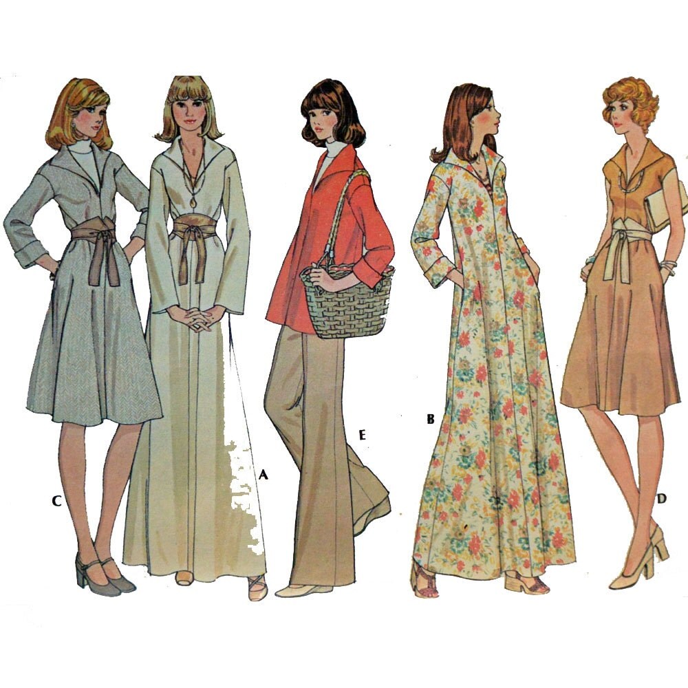 Vintage 70s Dress Pattern Bohemian Maxi Caftan Dress Pattern