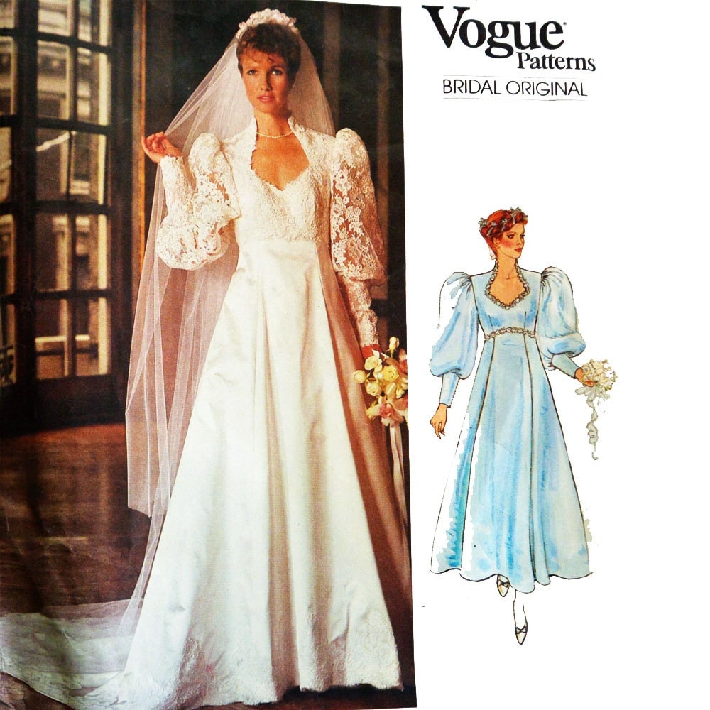 80s Vintage Vogue  Wedding  Dress  Pattern  Vogue  Bridal  Empire