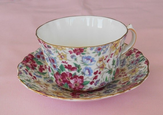 teacup  sets Saucer Teacup china  and bone and Vintage Old saucer vintage  Royal Set Chintz