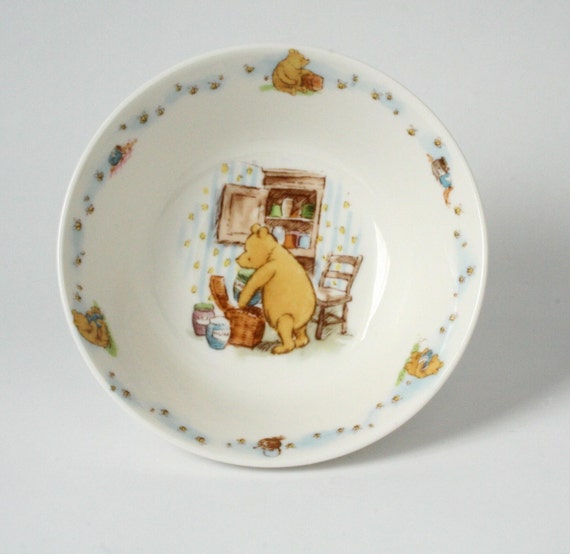 Porcelain Winnie the Pooh children's bowl by jumpinjiminy on Etsy