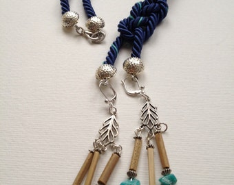 Beige - Handcrafted Bamboo Necklace Set by Daya Patki