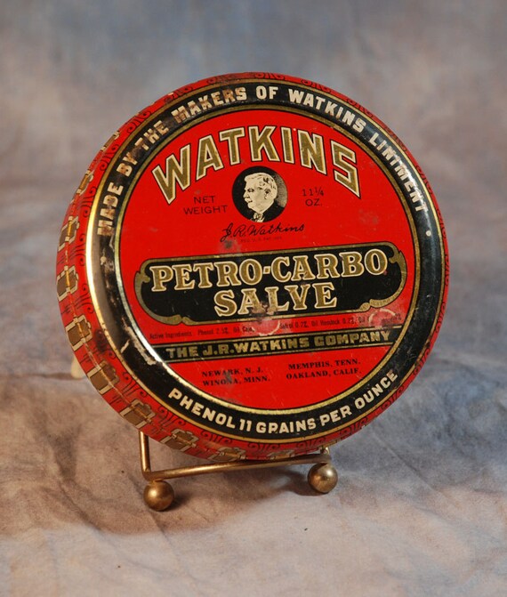 Antique Medical Tin Watkins Salve Great Vintage Advertiser