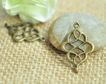 12pcs Antique Bronze Chinese Knot Charms Connector 28x18mm MM439