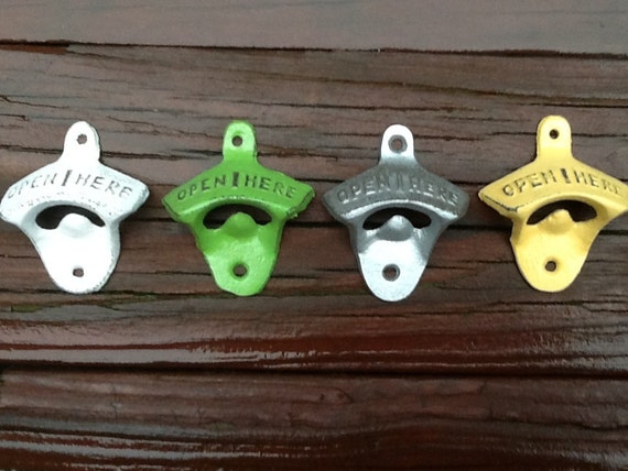 Wall Mount Bottle Opener Pick Your Color Rustic Man Cave Vintage Cast Iron Beer Openers Soda Pop openers