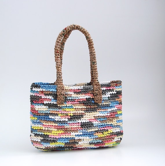 OOAK Multicolor Eco Friendly Handbag Crochet Plastic Bag