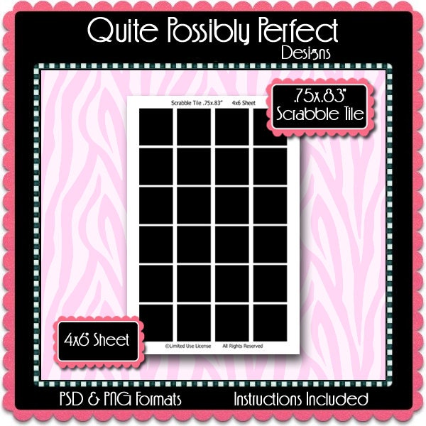 Scrabble Tile Template Instant Download PSD and PNG Formats