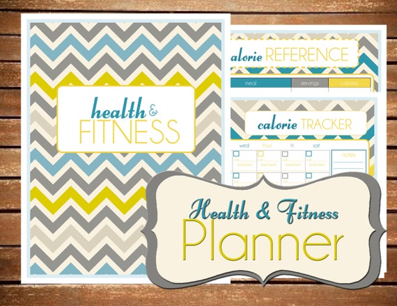 EDITABLE - Instant Download - Health & Fitness Planner Chevron Printable Planner Organizer  - (Organized Family Binder)