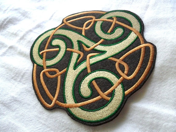 Items similar to Large Celtic Triskele Embroidered Patch in Copper ...