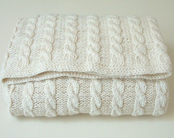 baby blanket KNITTING PATTERNS - classic cable blanket - PDF instant download