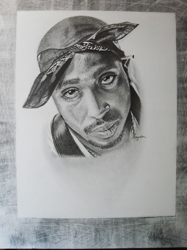 Tupac Shakur Graphite Pencil Original Drawing 11 X